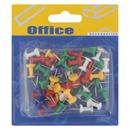 Office Accessories Multicoloured Plastic Push Pins 50 Pack