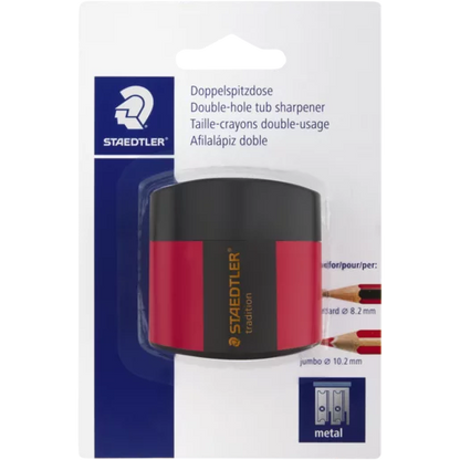 Staedtler Black & Red Double Hole Barrel Sharpener