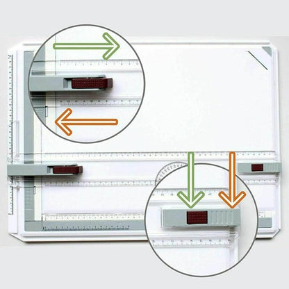 Drawing Board with Adjustable Angle, 51 x 37 cm, for Students, Engineers, Artists and Architects, A3 Drawing Board with Parallel Motion Accessories