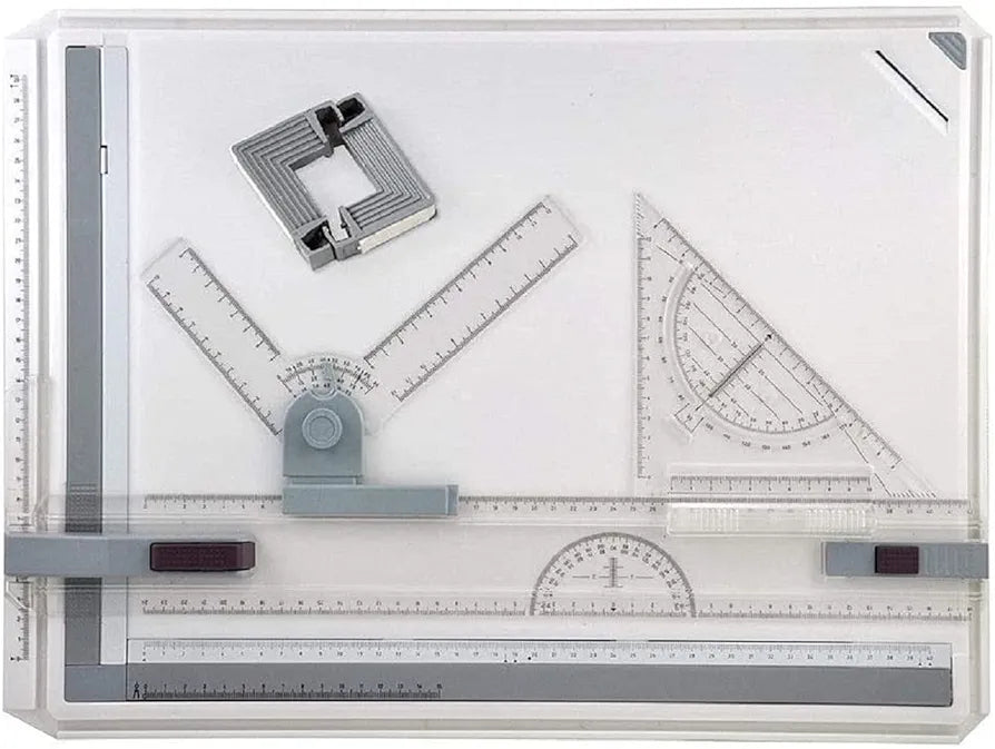 Drawing Board with Adjustable Angle, 51 x 37 cm, for Students, Engineers, Artists and Architects, A3 Drawing Board with Parallel Motion Accessories