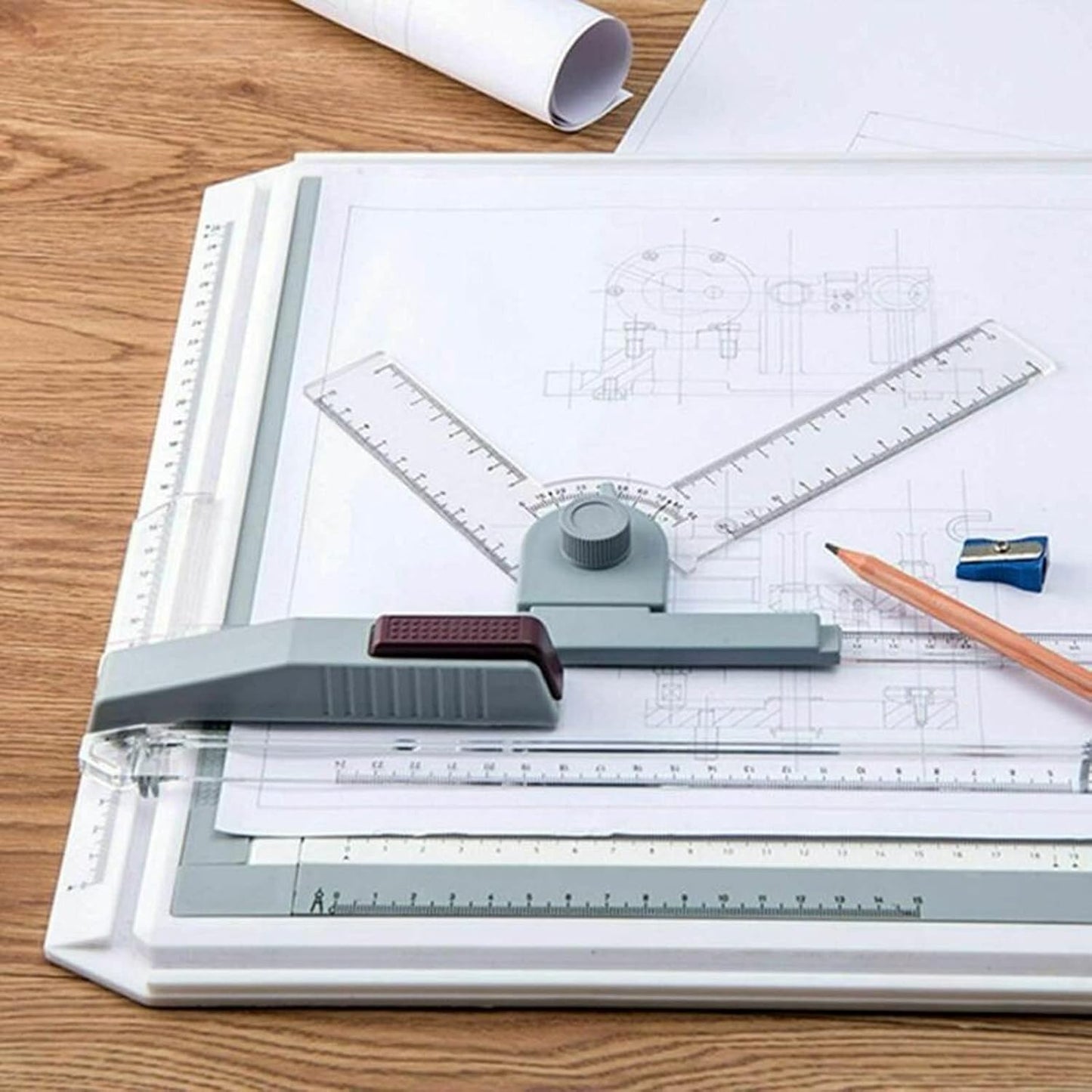 Drawing Board with Adjustable Angle, 51 x 37 cm, for Students, Engineers, Artists and Architects, A3 Drawing Board with Parallel Motion Accessories